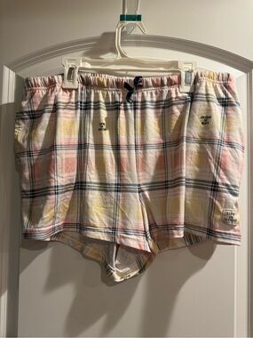 Life Is Good Women’s Pastel Plaid Cotton Pajama Shorts - Pink, Yellow, Navy